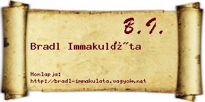 Bradl Immakuláta névjegykártya